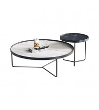 Duke Coffee Table Sintered Stone Round Table Top Carbon Steel Base Aesthetic Design